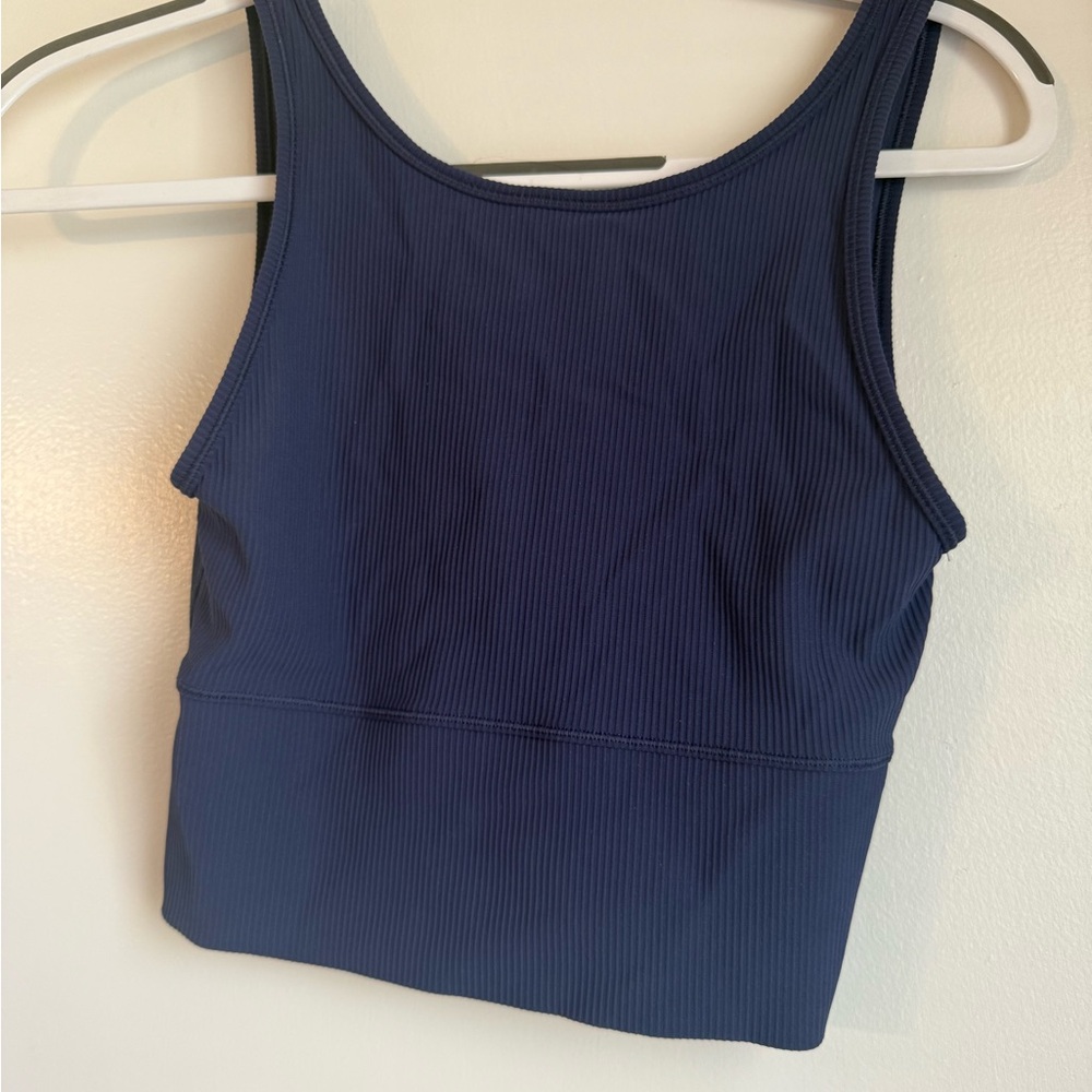 Navy Blue Ribbed Tank Top